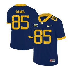 Men's West Virginia Mountaineers NCAA #85 T.J. Banks Navy Authentic Nike 2019 Stitched College Football Jersey OR15G74II